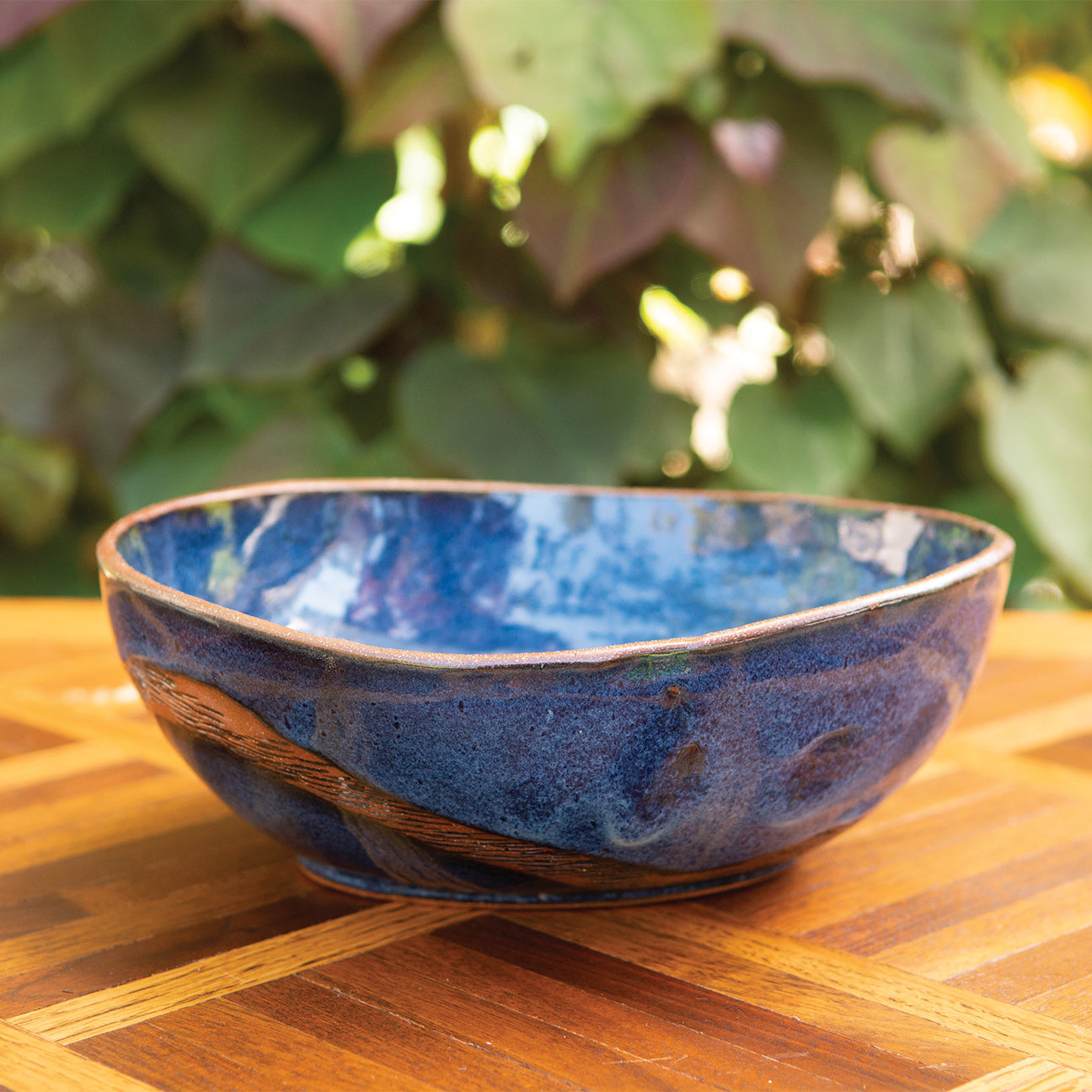 9.5” Denim Carved Wave Bowl