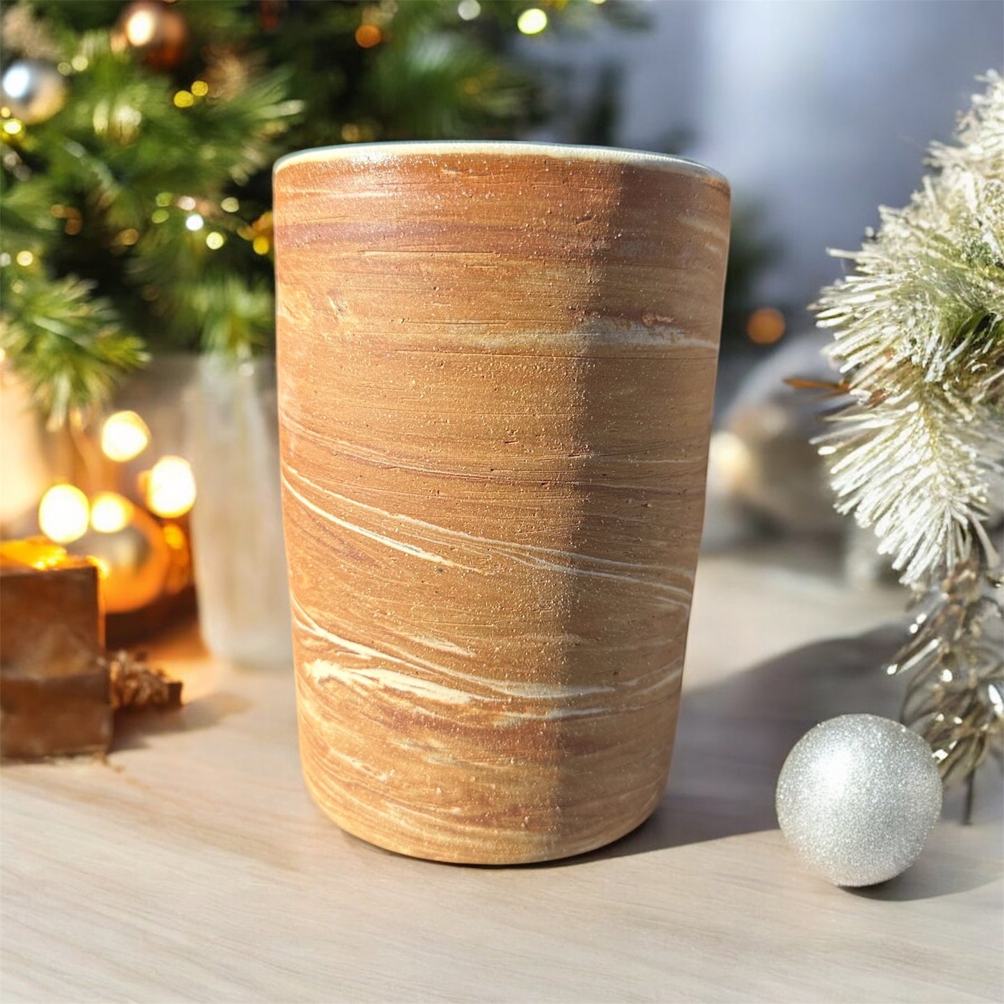 Cream Raw Marbled Vase