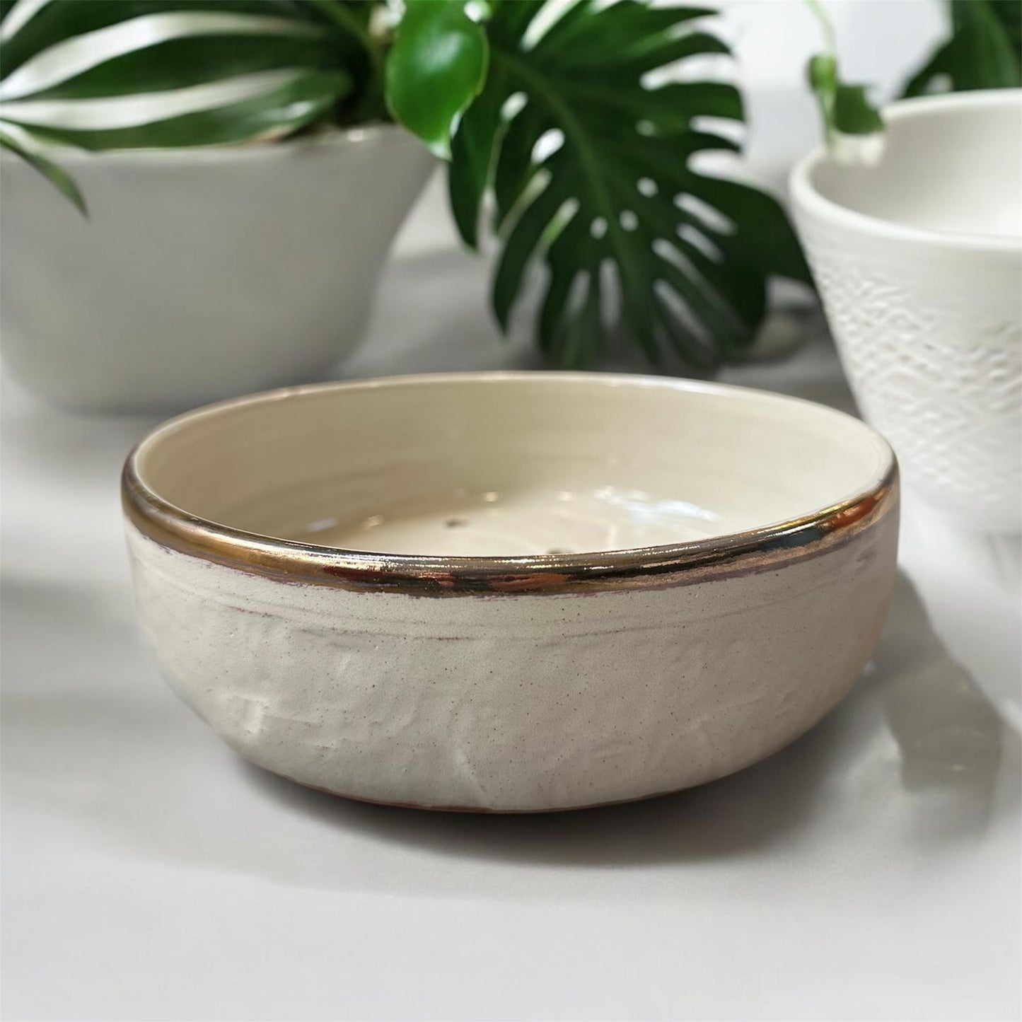 Cream Gold Small Chattered Bonsai Planter