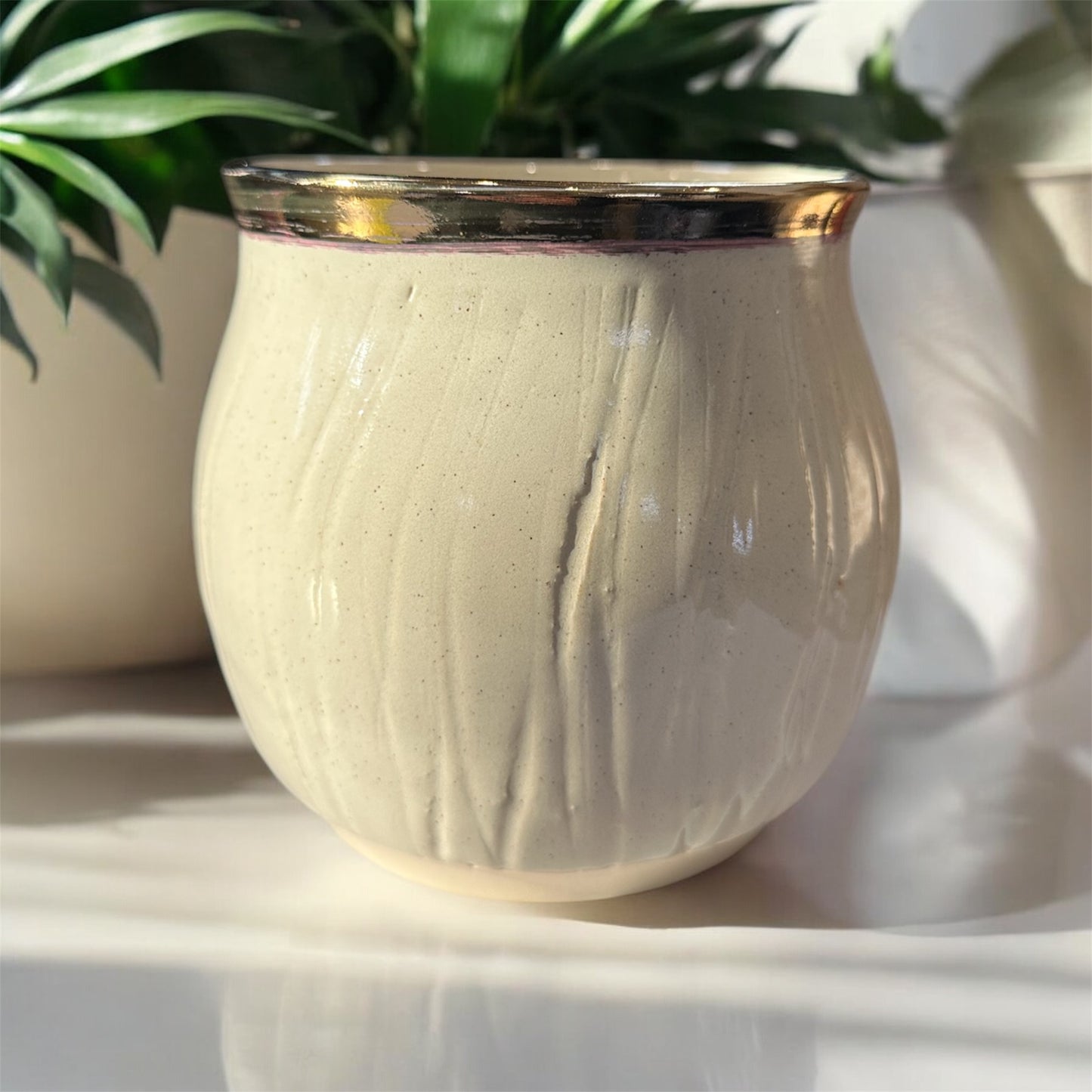 Cream Gold Textured Vase