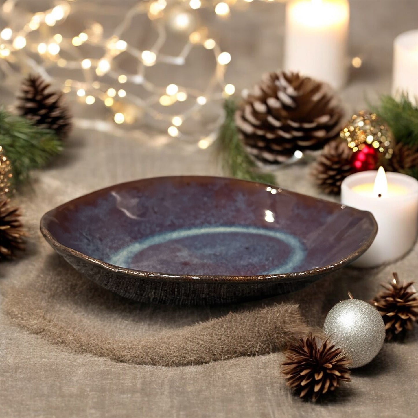 Eggplant Oval Wavy Bowl