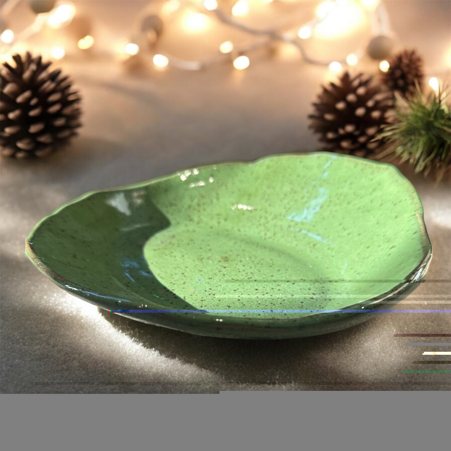 Olan's Green Speckled Wavy Bowl