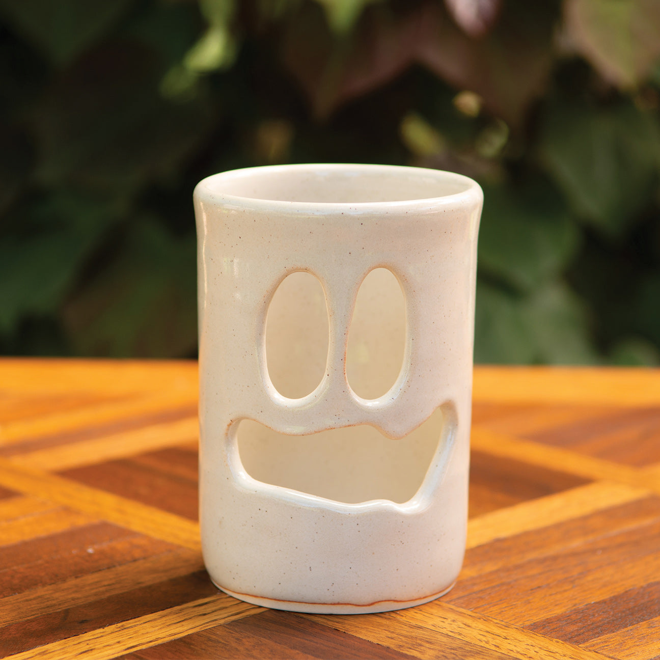 3.5” Scared Ghost Face Luminary Vase – Handmade Ceramic Candle Holder & Vase