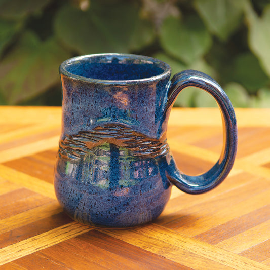 15oz Denim Middle Carved Wave Mug