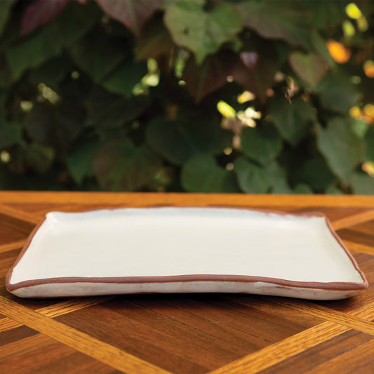 11.25” Across Wonky Rectangular Cream Platter