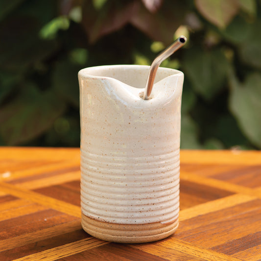 14oz Creamy Tin Can Straw Cup- With Stainless Straw