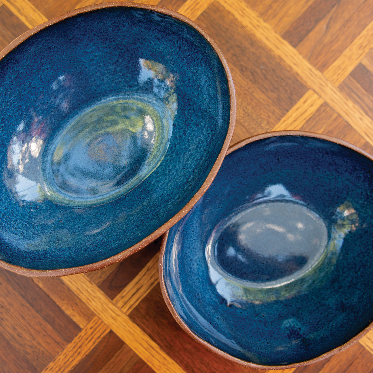 9.5” Denim Carved Wave Bowl