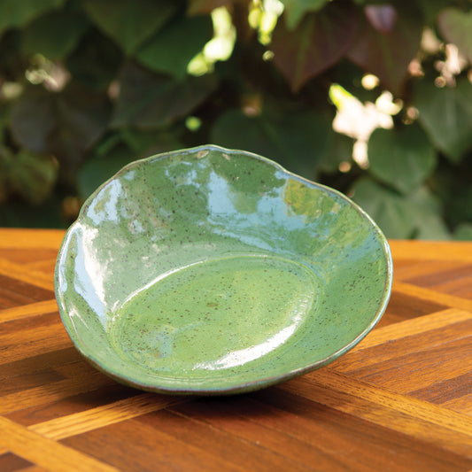 7.25” Olan's Green Speckled Wavy Bowl
