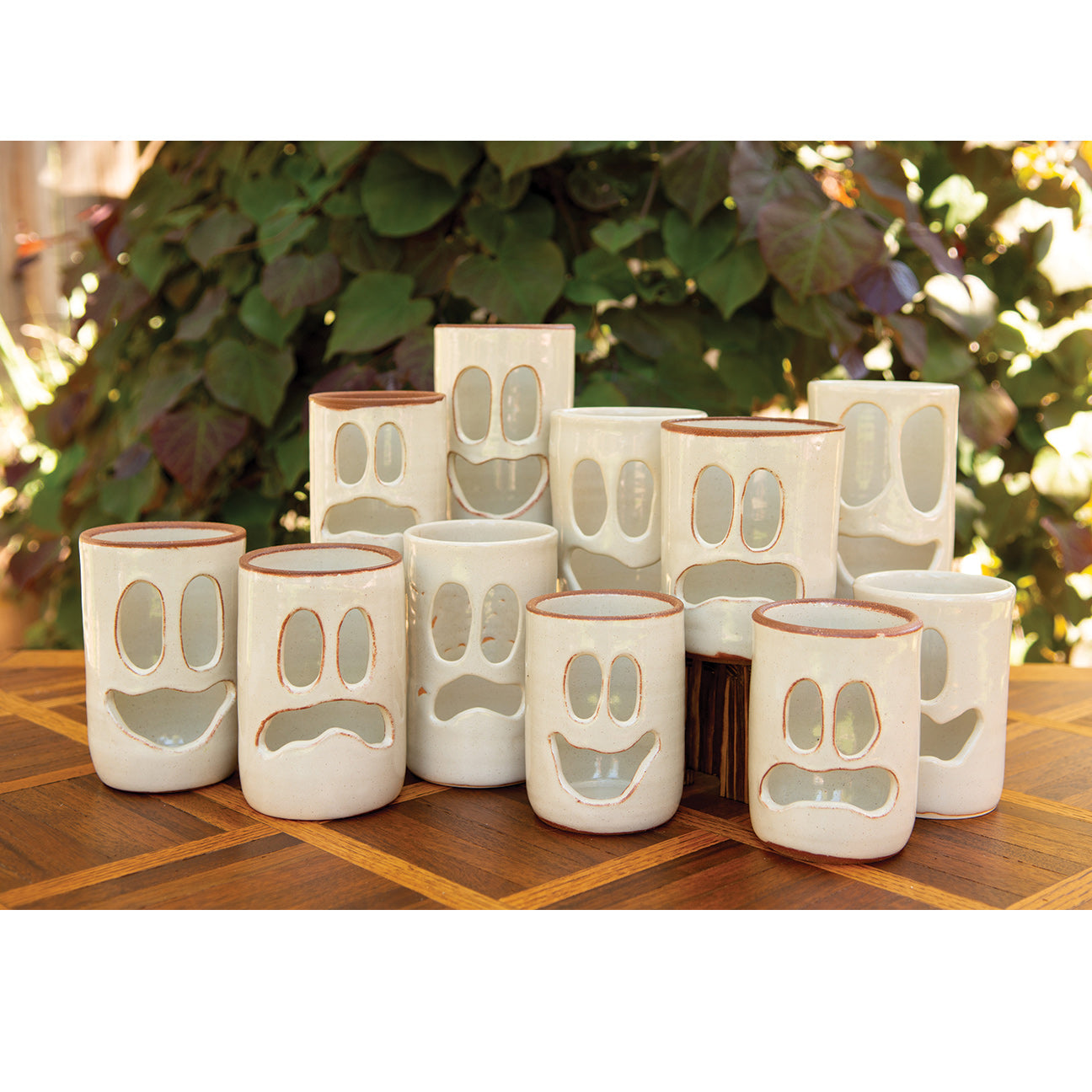 3.25” Scared Ghost Face Luminary Vase – Handmade Ceramic Candle Holder & Vase