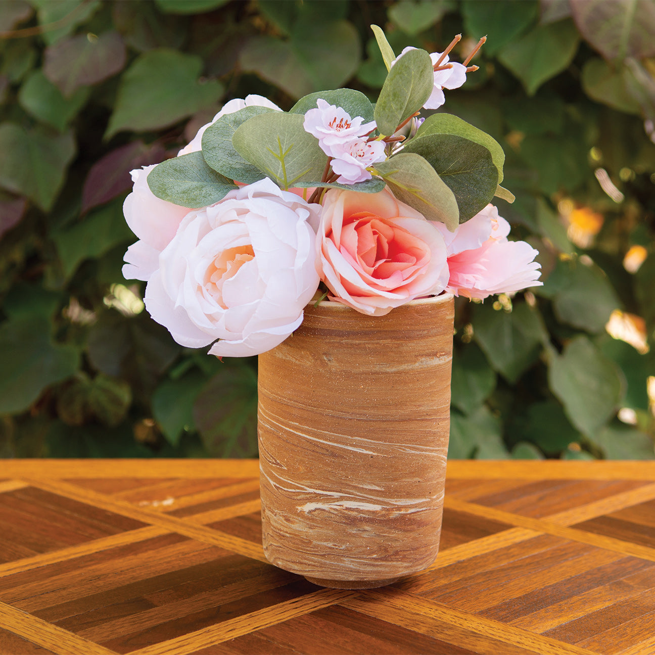 4.5” Cream Marbled Vase - Elegant Home Decor Accent