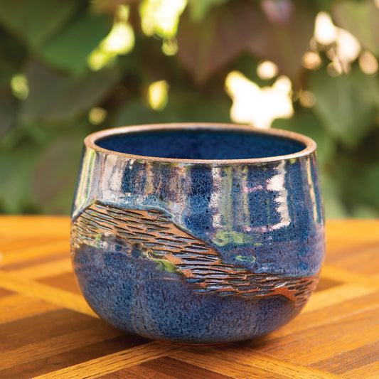 5” Across Carved Wave Globe Vase