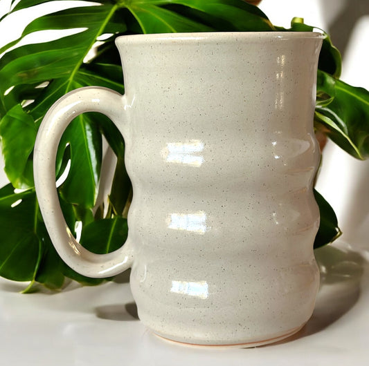 Cream Tall Ribbed Mug