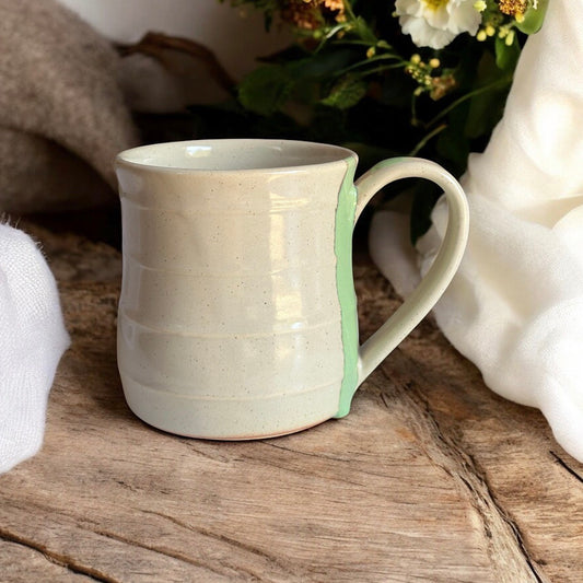 Cream Ruler Ribbed Mug