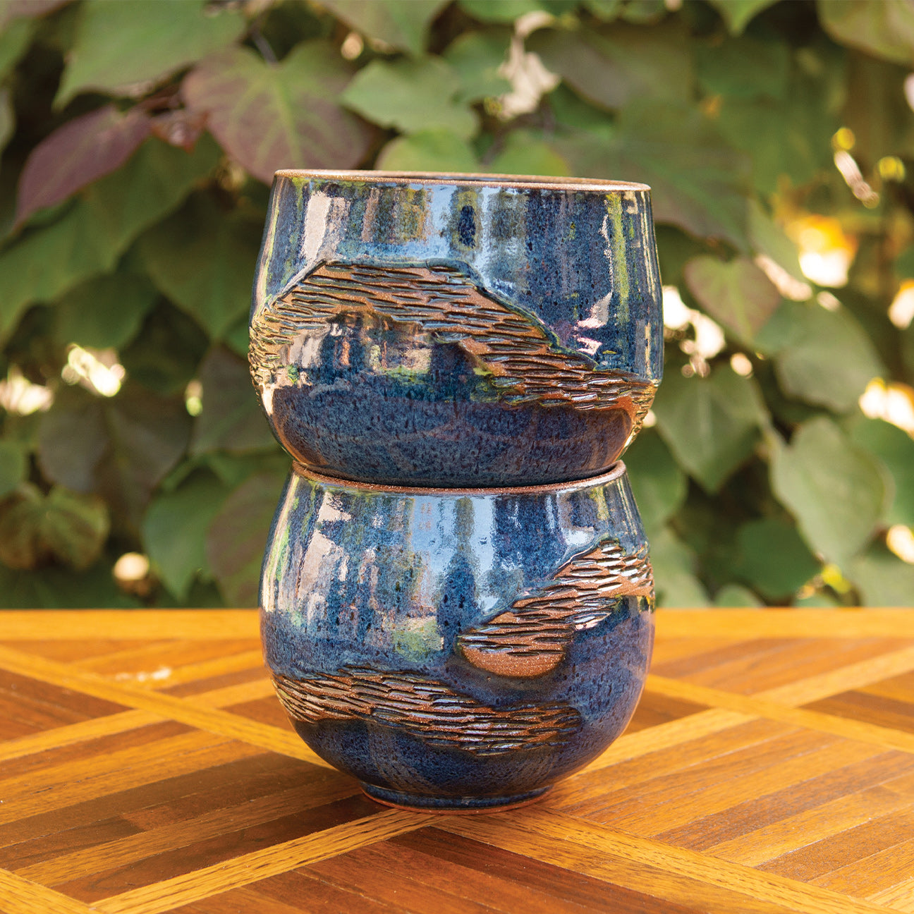 5” Carved Wave Globe Vase