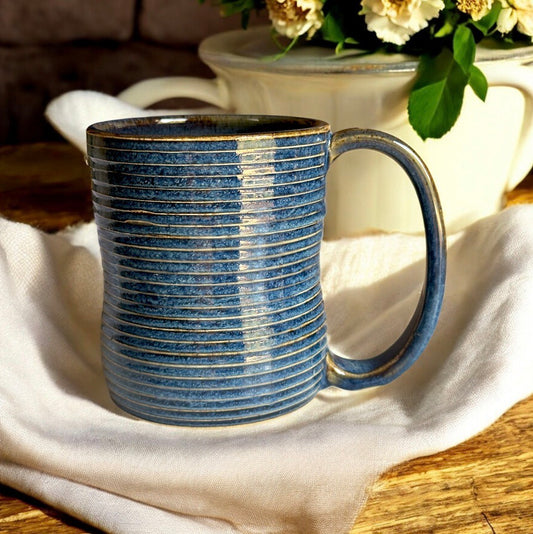 Denim Small Ribbed Hourglass Mug