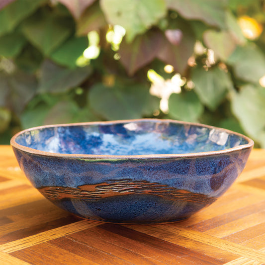 9.5” Across Denim Carved Wave Bowl