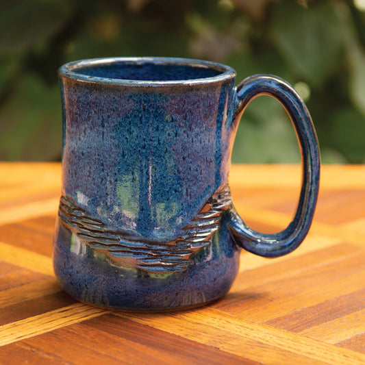 15oz Low Carved Wave Mug in Denim