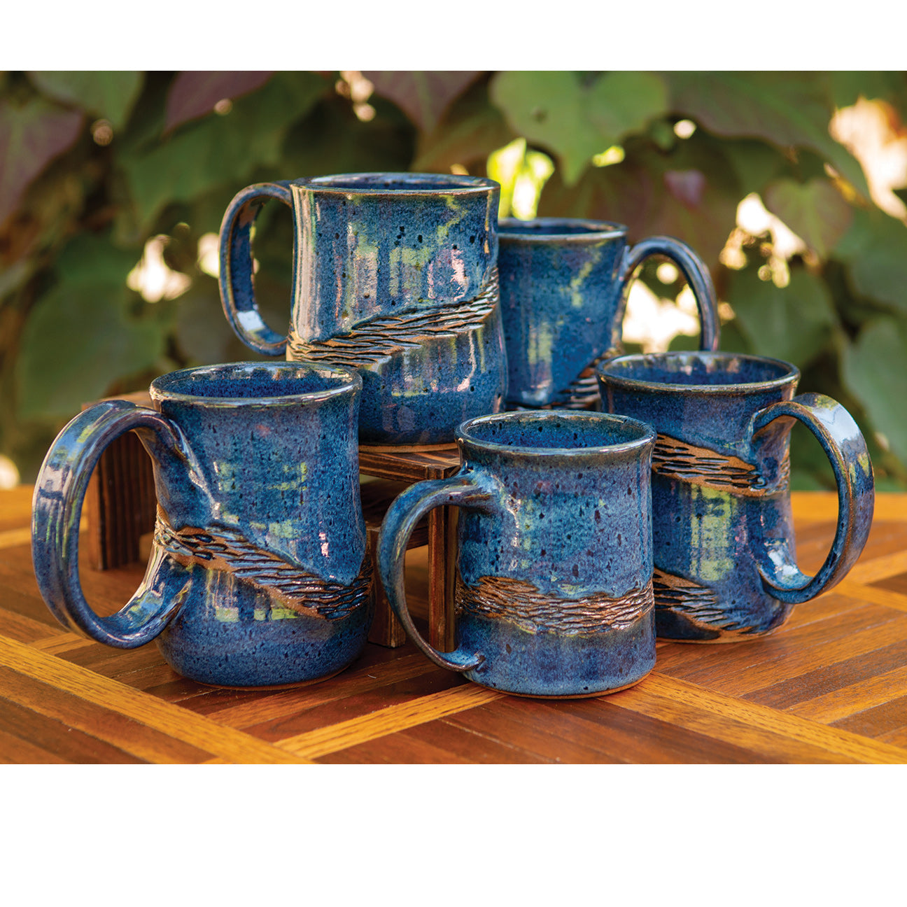 15oz Denim Middle Carved Wave Mug