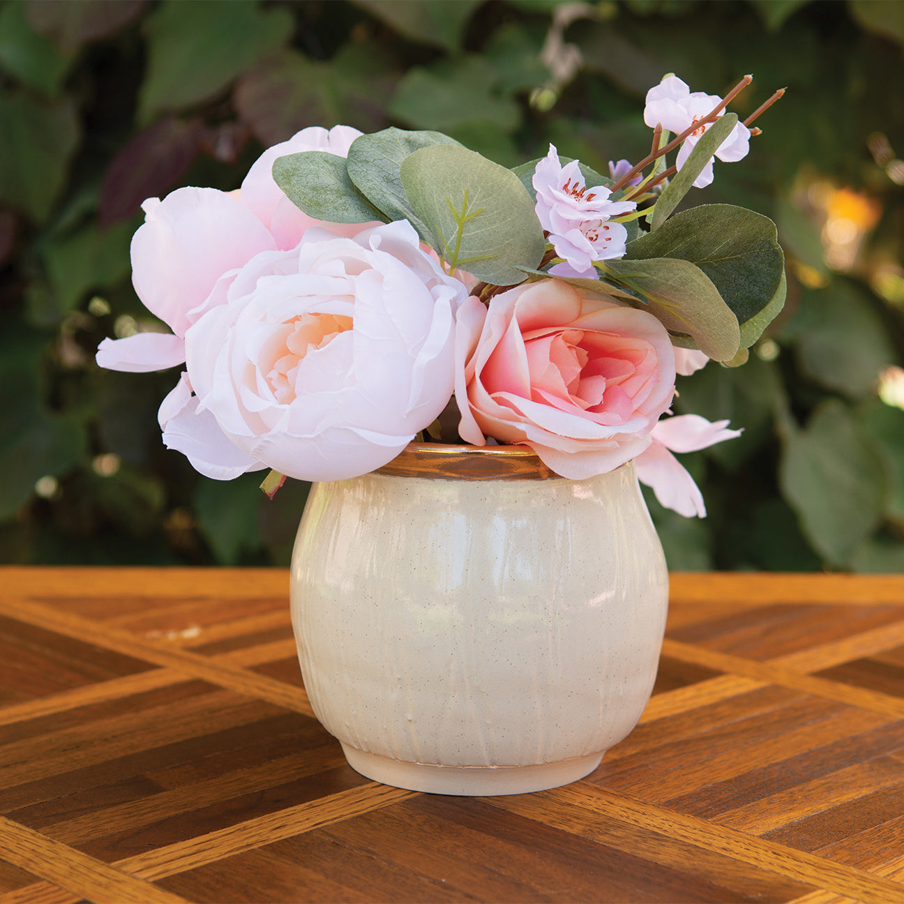 Cream Gold Textured Vase | Handmade Ceramic Vase