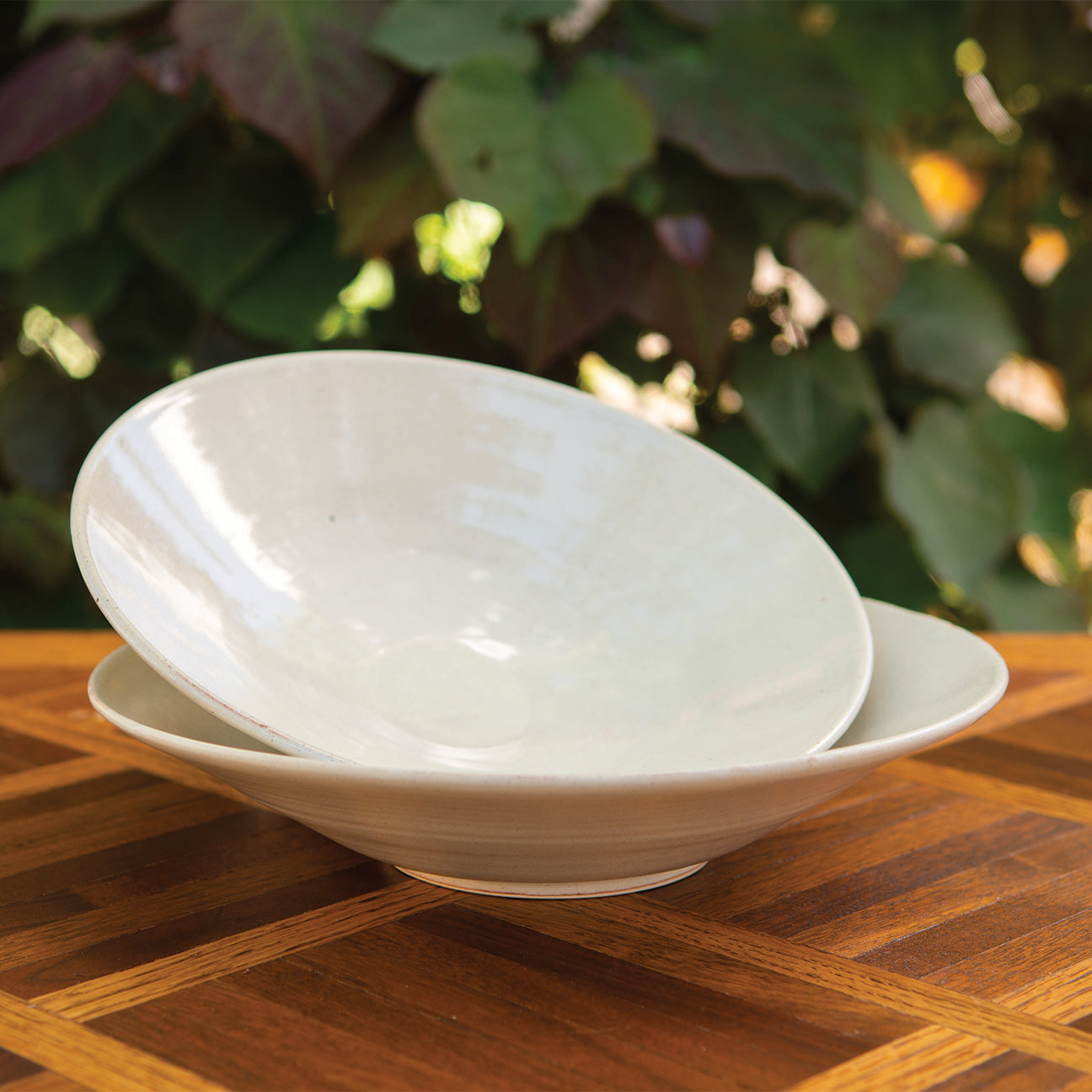 9.5” Cream Wide Mouth Bowl 1