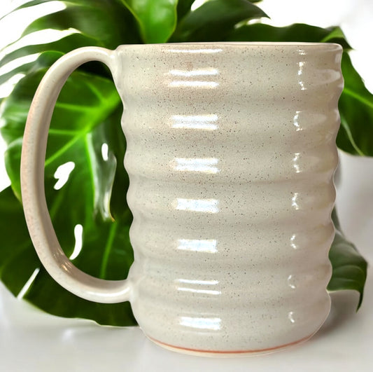 Cream Ribbed Tall Mug