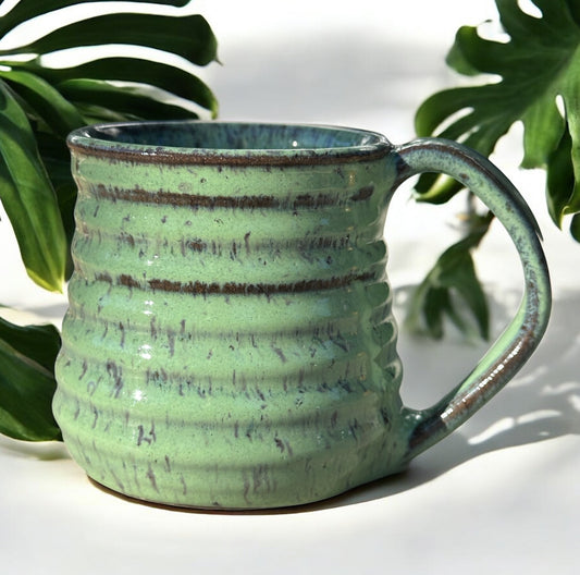Spearmint Leopard Ribbed Mug