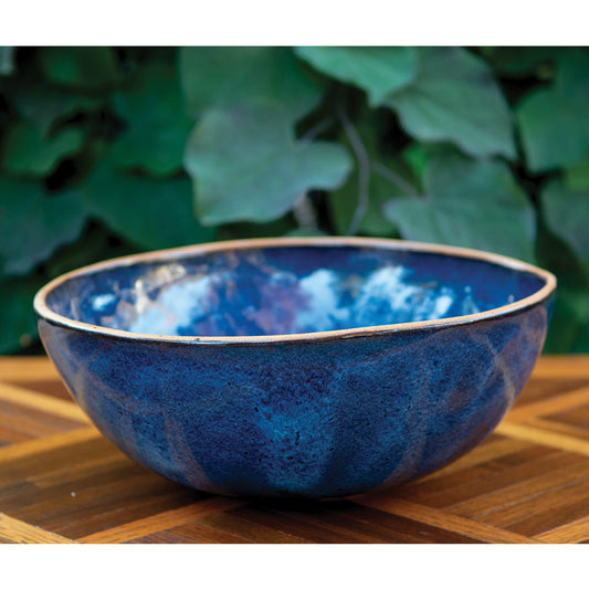 Large denim bowl with raw edge