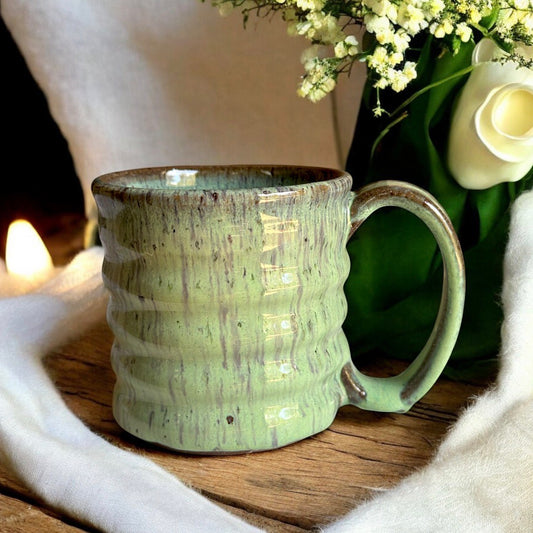 Spearmint Leopard Medium Ribbed Mug